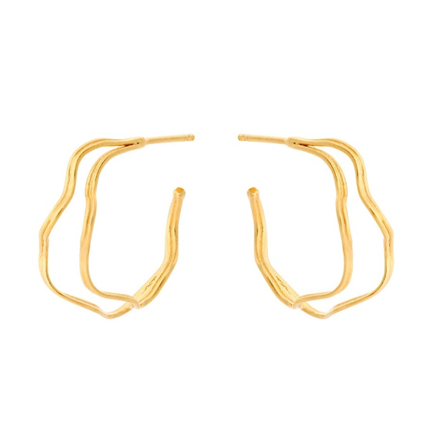 Pernille Corydon Small Double Wave Hoops / Forgyldt