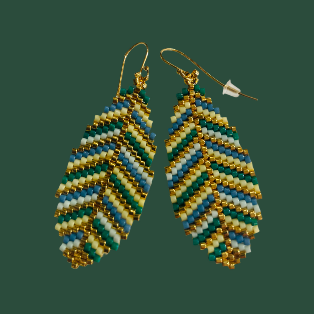 Adele Cph Large Leaf Ørekroge / Grøn & Gul