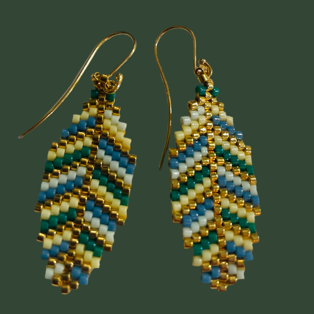 Adele Cph Small Leaf Ørekroge / Grøn & Gul