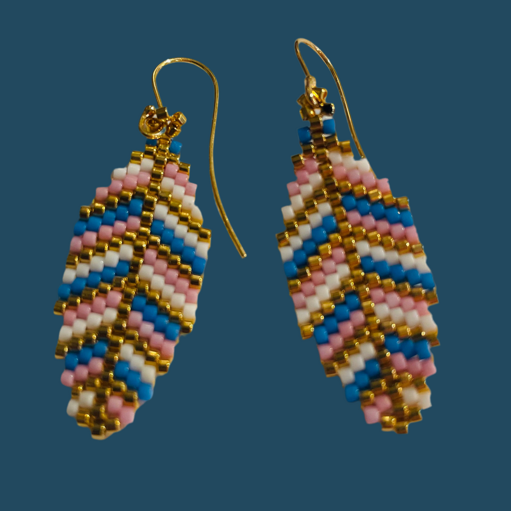 Adele Cph Small Leaf Ørekroge / Blå & Lyserød