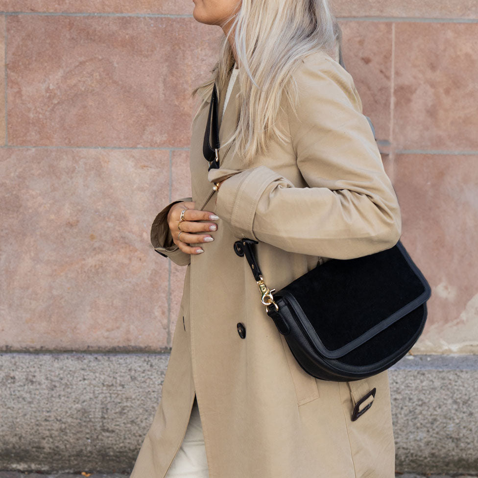 Re-Designed Big Lima Taske / Black Suede