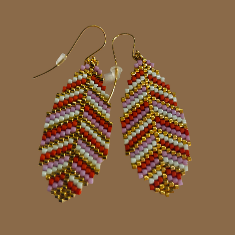 Adele Cph Large Leaf Ørekroge / Rustrød & Rosa