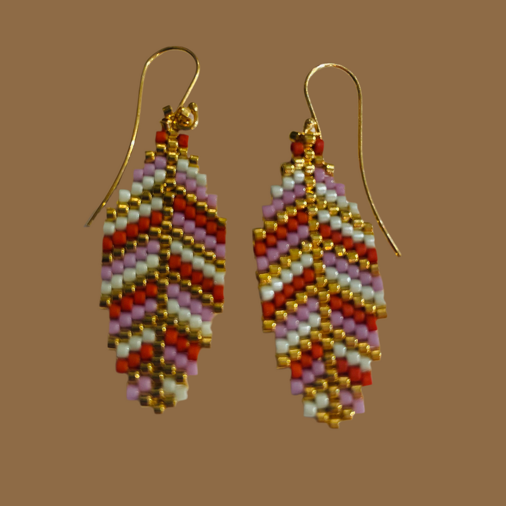 Adele Cph Small Leaf Ørekroge / Rustrød & Rosa