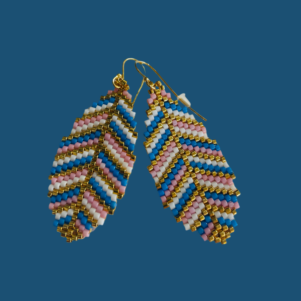 Adele Cph Large Leaf Ørekroge / Blå & Lyserød