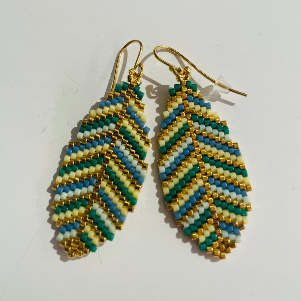 Adele Cph Large Leaf Ørekroge / Grøn & Gul