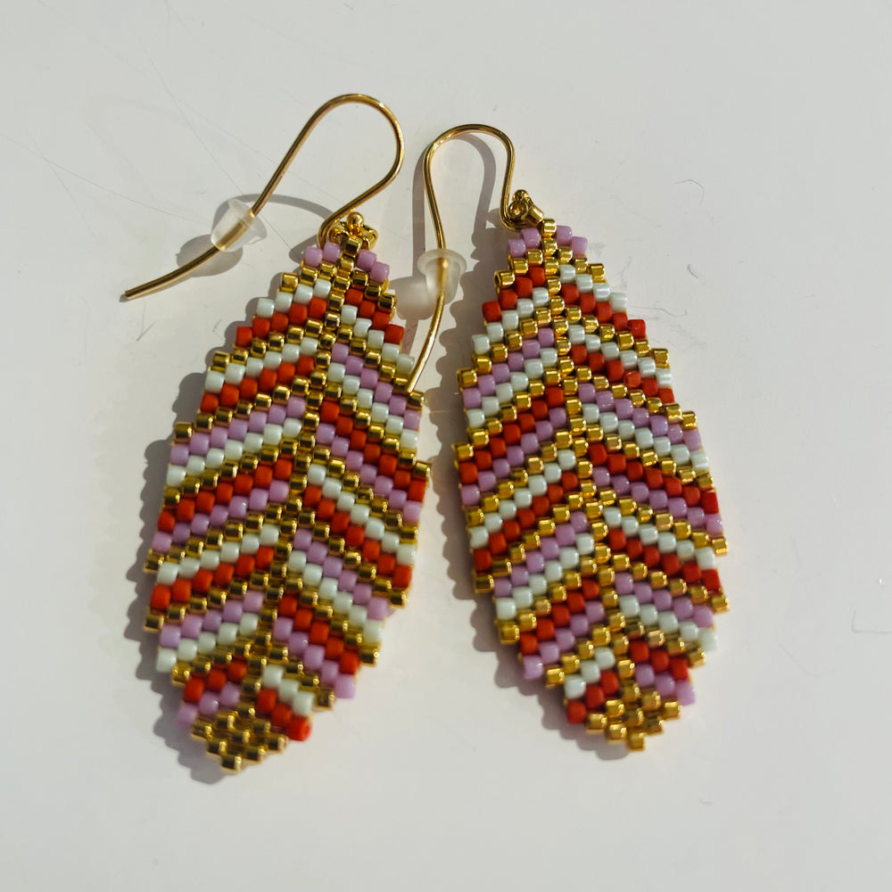 Adele Cph Large Leaf Ørekroge / Rustrød & Rosa