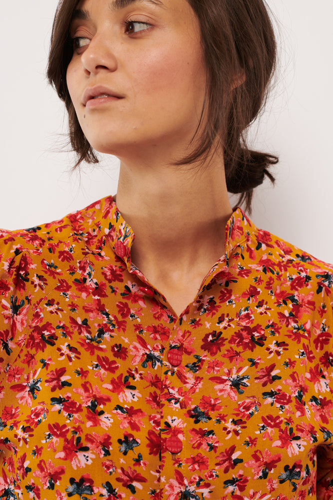 Tolsing Tie Vendeskjorte / Yellow Flowers