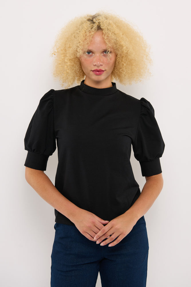Sophia Lee Magda Puff Blouse / Black french terry