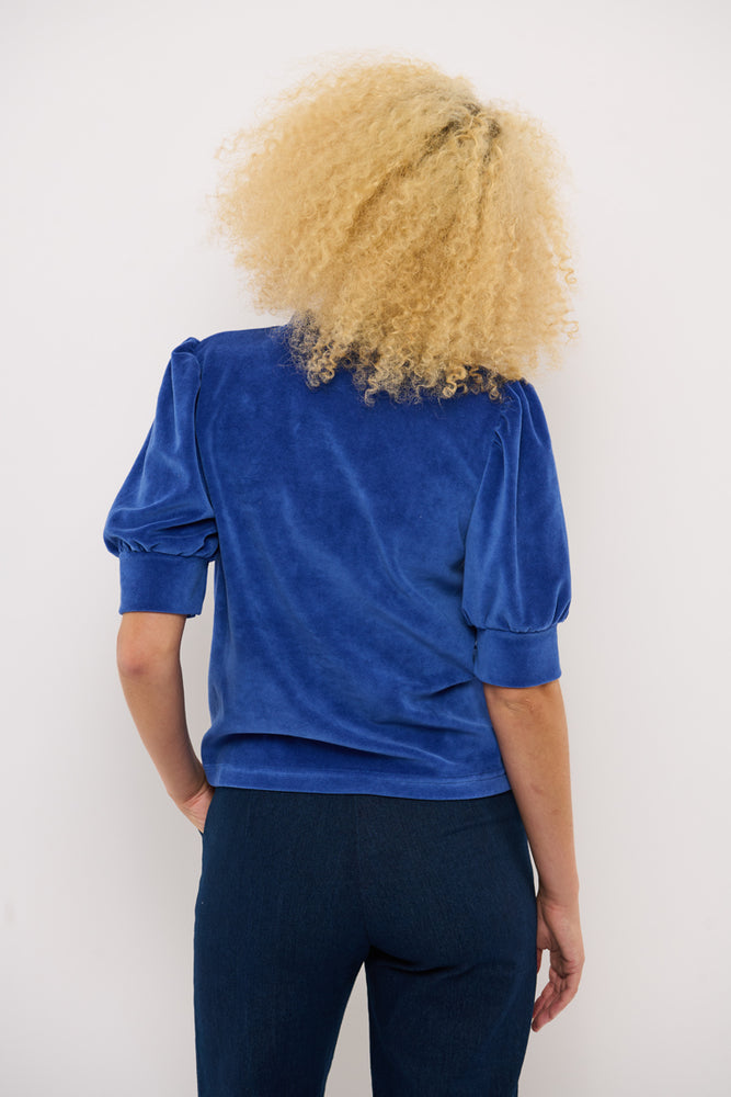 Sophia Lee Magda Puff Blouse / Royal blue velour