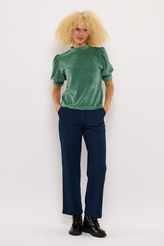 Sophia Lee Magda Puff Blouse / Mint velour
