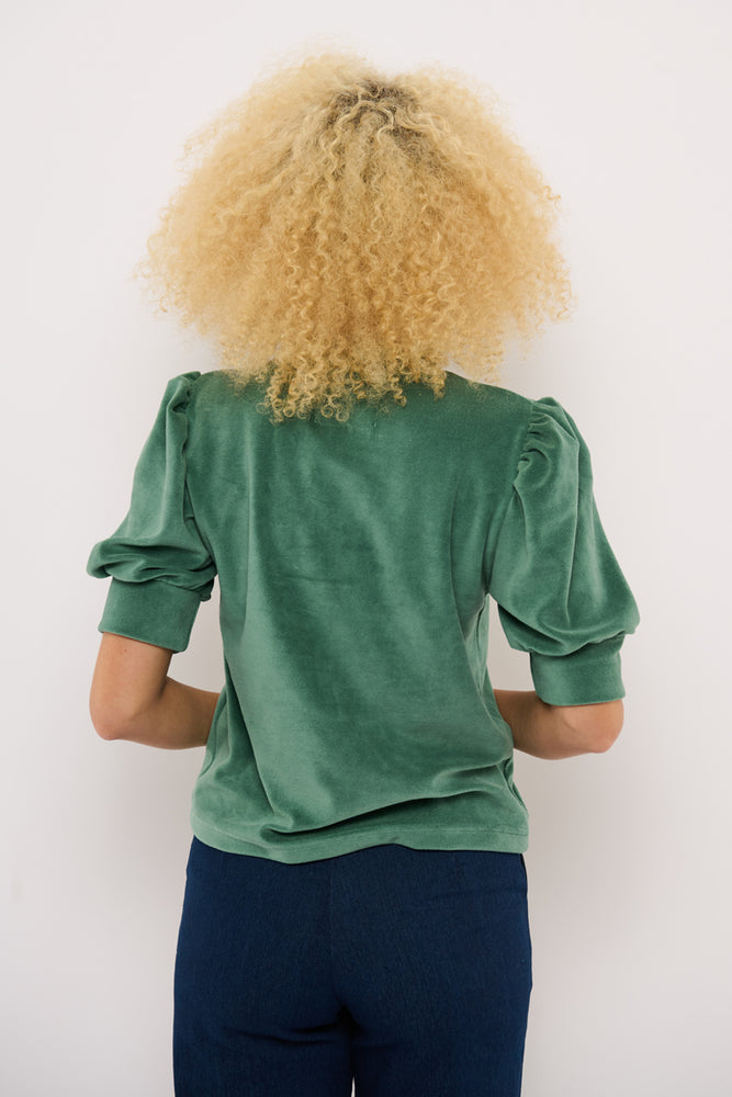 Sophia Lee Magda Puff Blouse / Mint velour