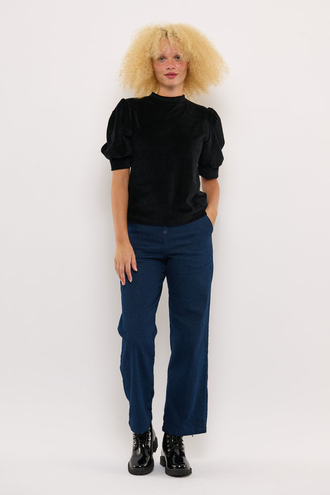 Sophia Lee Magda Puff Blouse / Black velour