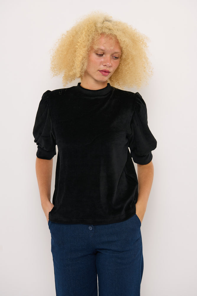 Sophia Lee Magda Puff Blouse / Black velour