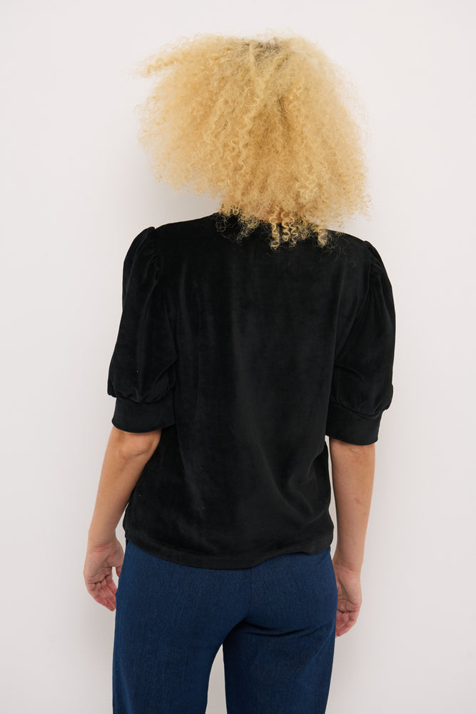Sophia Lee Magda Puff Blouse / Black velour