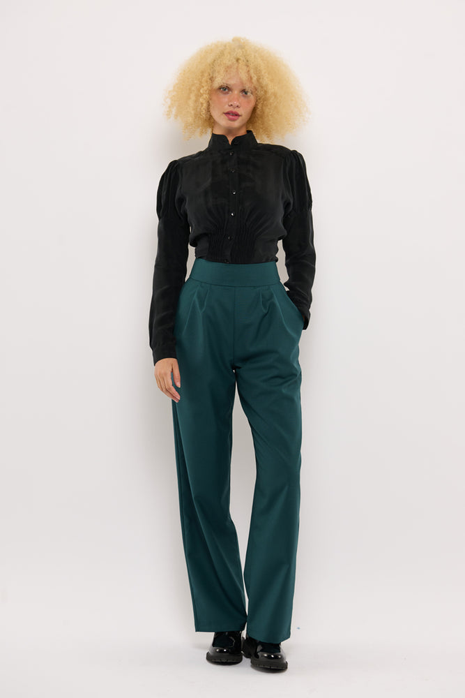 Sophia Lee Abigale Pants / Petrol green wool