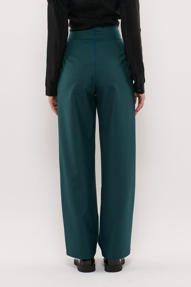 Sophia Lee Abigale Pants / Petrol green wool