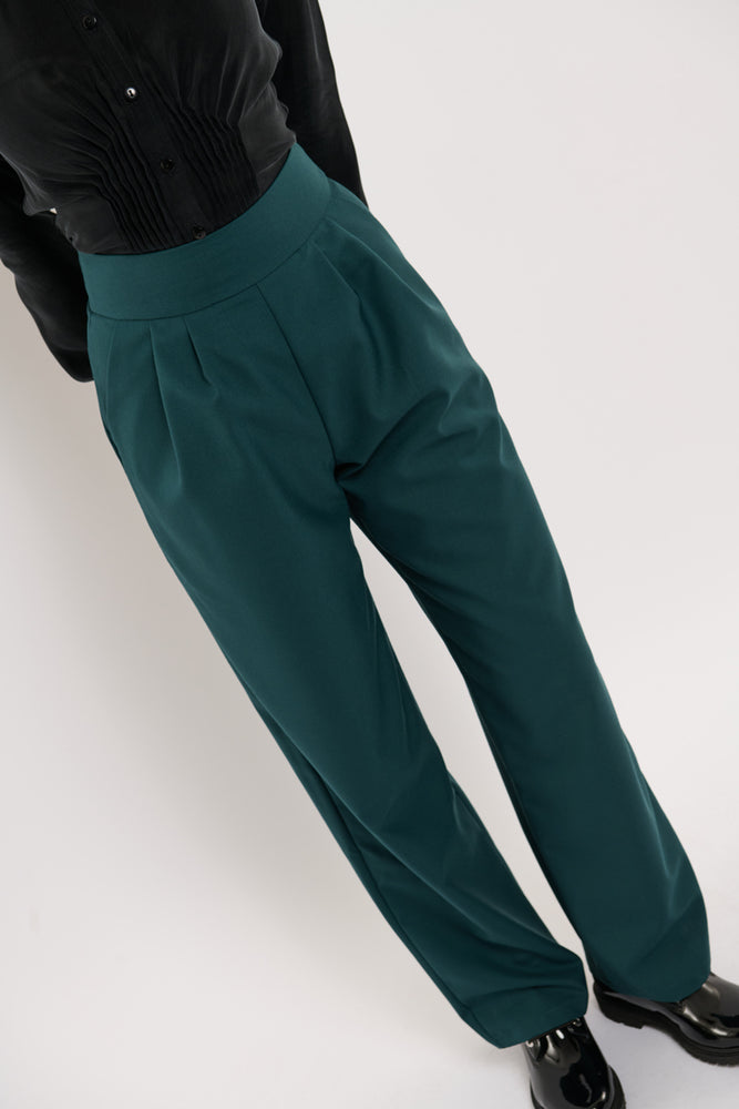 Sophia Lee Abigale Pants / Petrol green wool