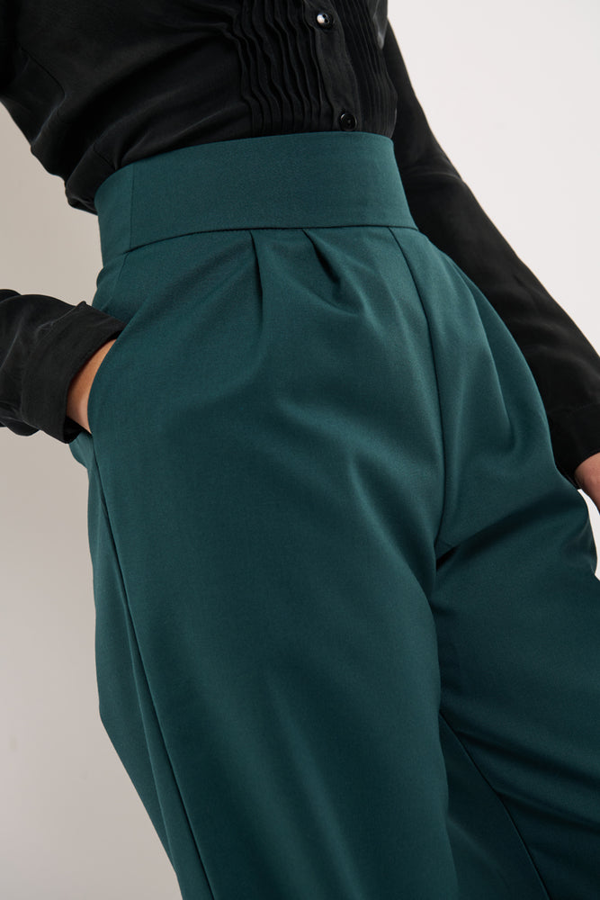 Sophia Lee Abigale Pants / Petrol green wool