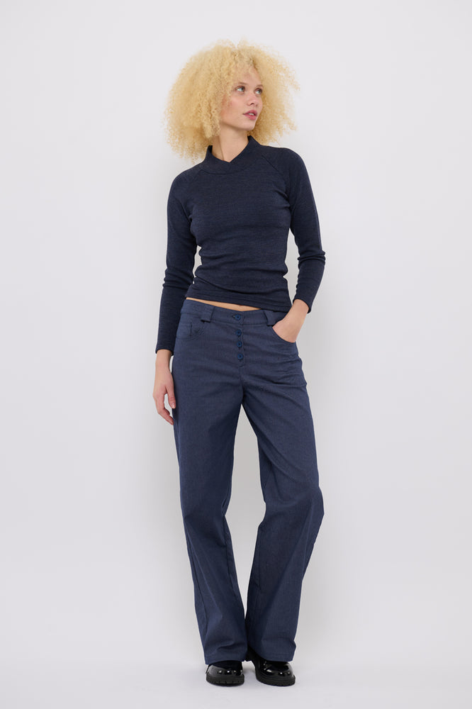 Sophia Lee Lucy Blouse / Blue melange wool