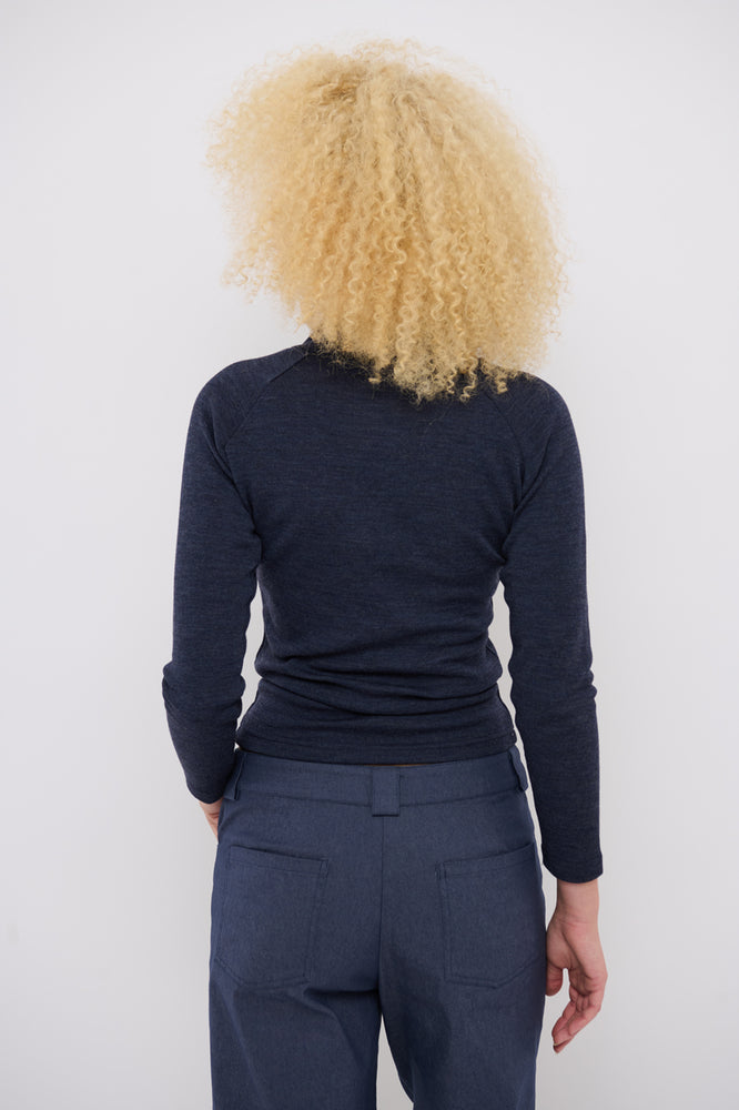 Sophia Lee Lucy Blouse / Blue melange wool