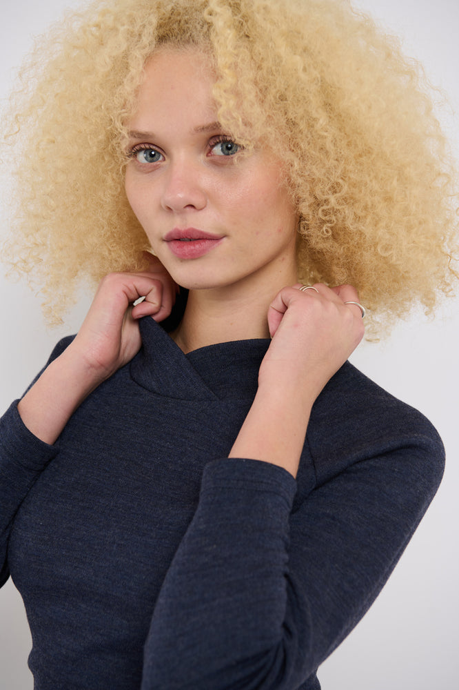 Sophia Lee Lucy Blouse / Blue melange wool