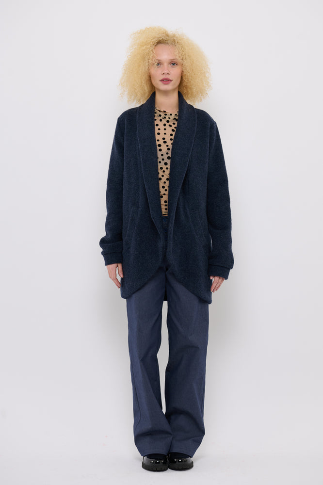 Sophia Lee Lauren Cardigan Long / Denim blue wool