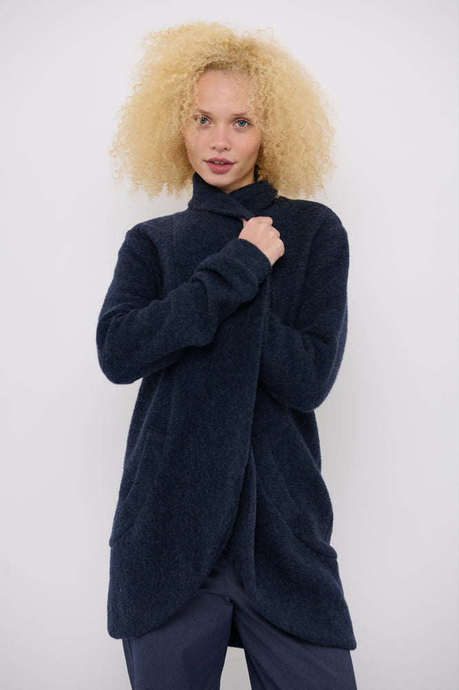 Sophia Lee Lauren Cardigan Long / Denim blue wool