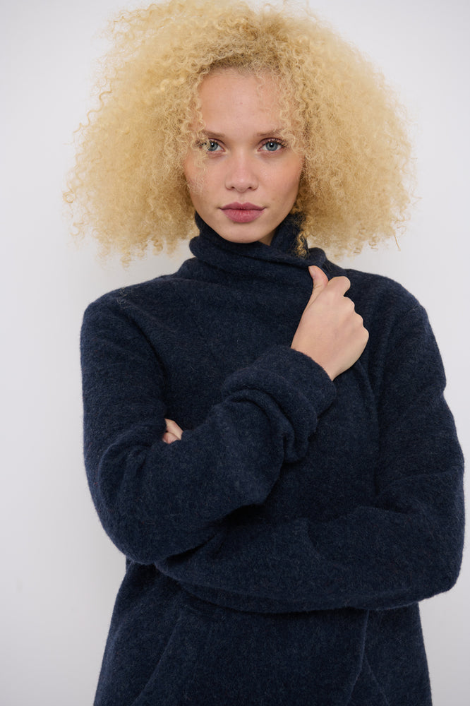 Sophia Lee Lauren Cardigan Long / Denim blue wool