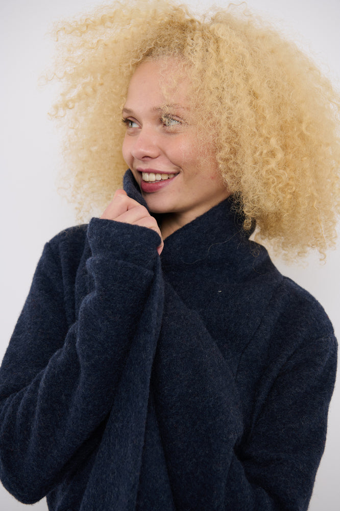 Sophia Lee Lauren Cardigan Long / Denim blue wool