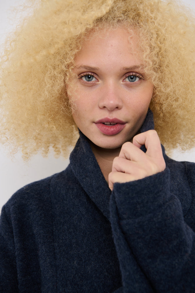 Sophia Lee Lauren Cardigan Long / Denim blue wool