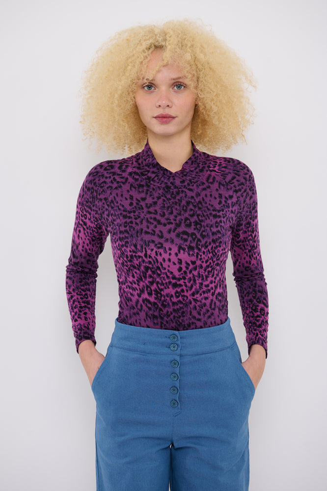 Sophia Lee Lucy Blouse / Purple leopard