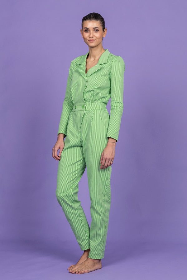 Sophia Lee Cordelia Jumpsuit  / Green stripes