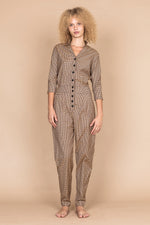 Sophia Lee Wilde Jumpsuit / Peach checkered wool