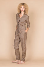 Sophia Lee Wilde Jumpsuit / Peach checkered wool