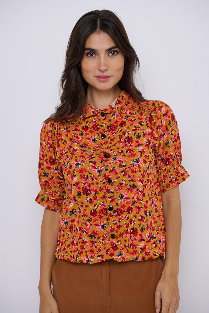 Tolsing Tie Vendeskjorte / Yellow Flowers