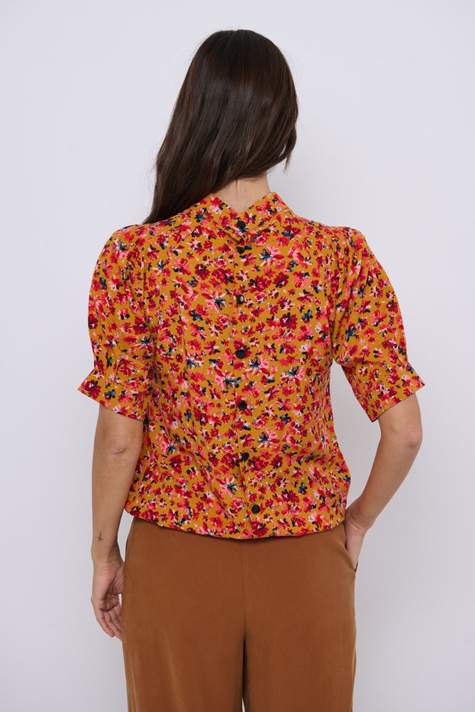 Tolsing Tie Vendeskjorte / Yellow Flowers