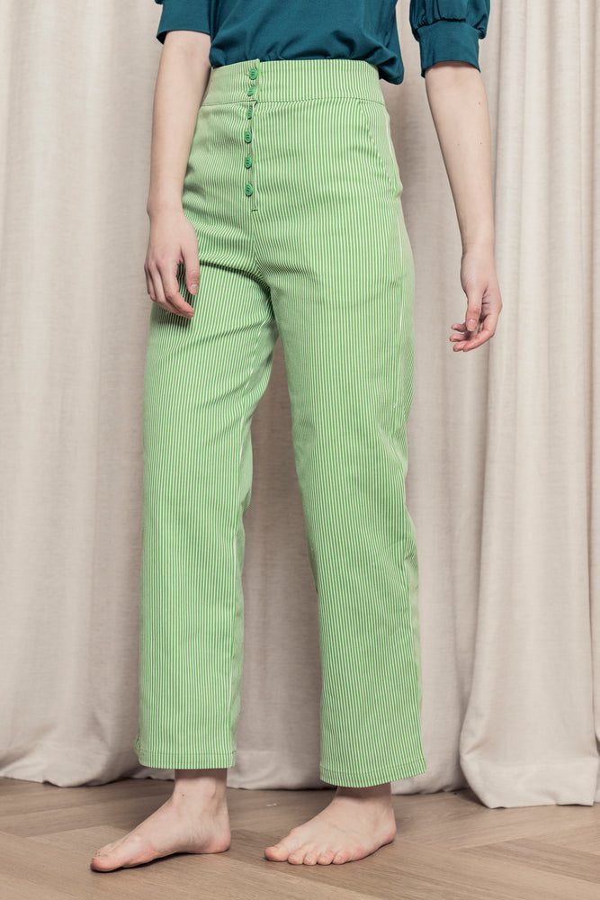 Sophia Lee Wilde Pants / Green & white stripes